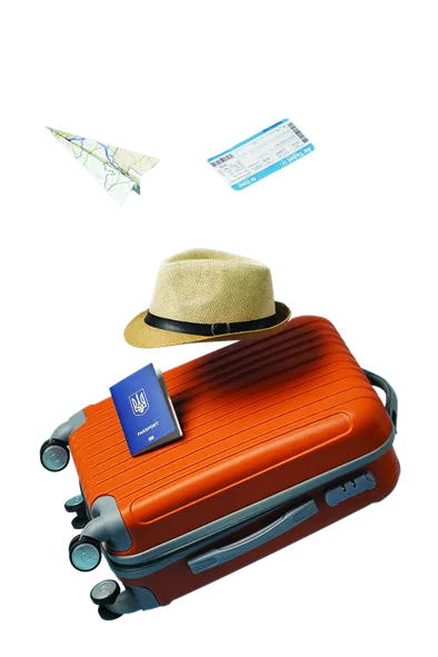 Koper, topi, dan paspor siap berangkat